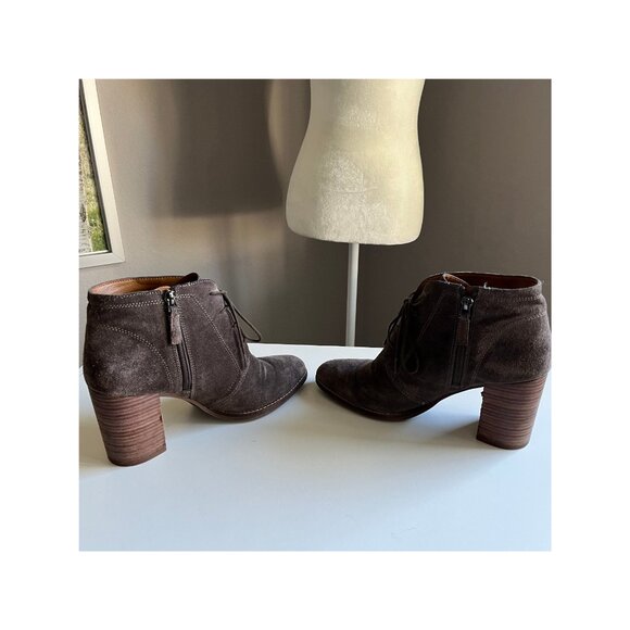 Sarto Lace Up Leather Upper Brown Ankle Boots - Picture 5 of 9